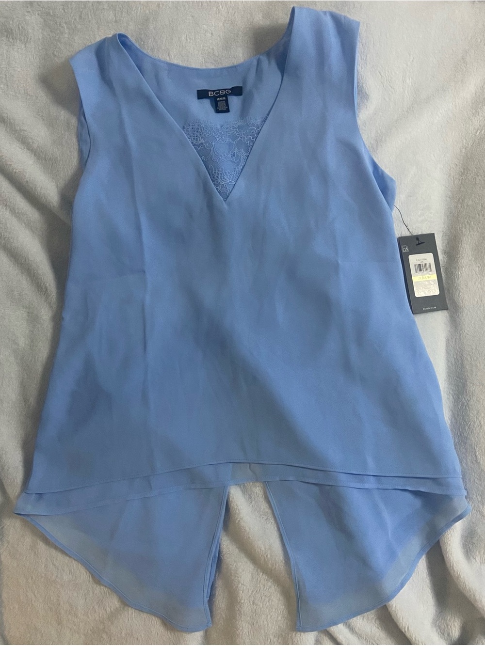 BCBG Sky Blue Sleeveless V-Neck Layered Chiffon Camisole